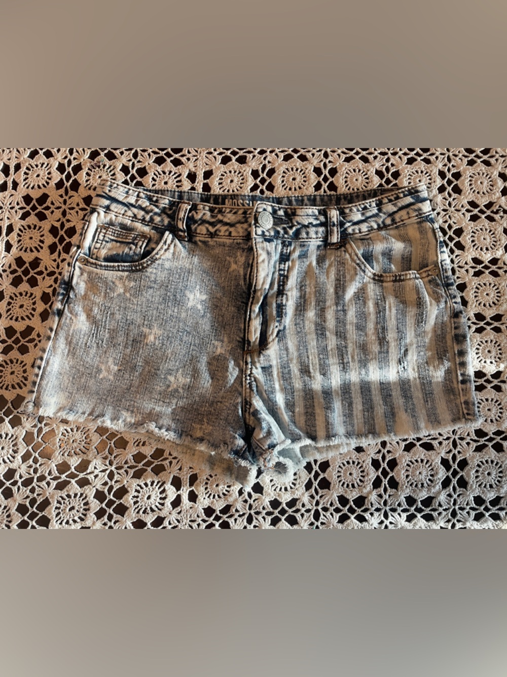 Mossimo Supply Co. Light Blue Striped Denim Jean Shorts